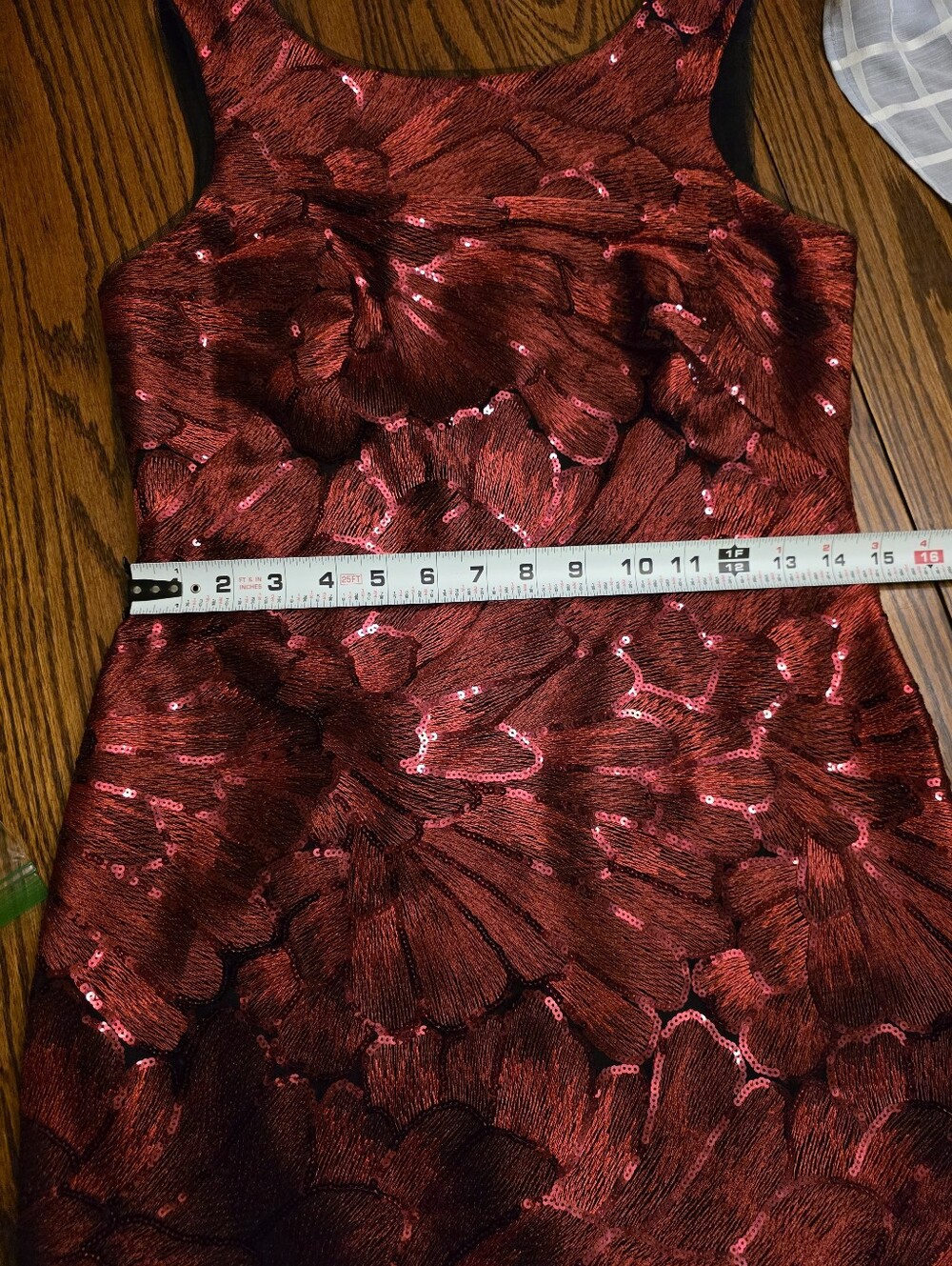 WHBM Red Rose Floral Sequin Shift‎ Dress 2P Cocktail Wedding Guest Evening Party - Picture 8 of 11